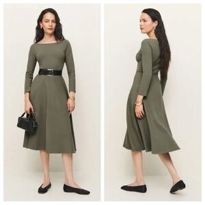 Reformation Wiley Midi Fit & Flare Dress in Poppyseed M NWT